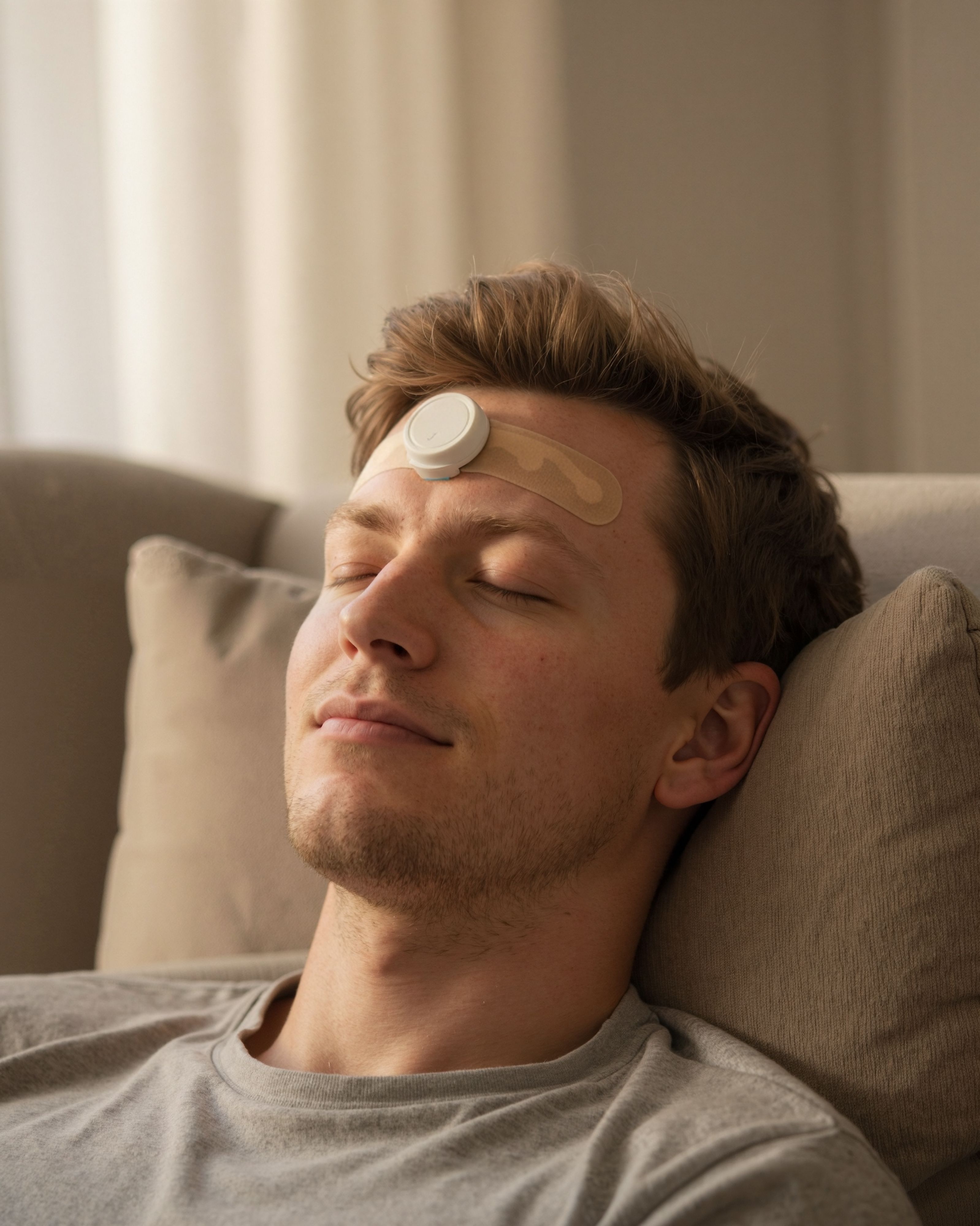 Person wearing JawSense ONE biofeedback wearable