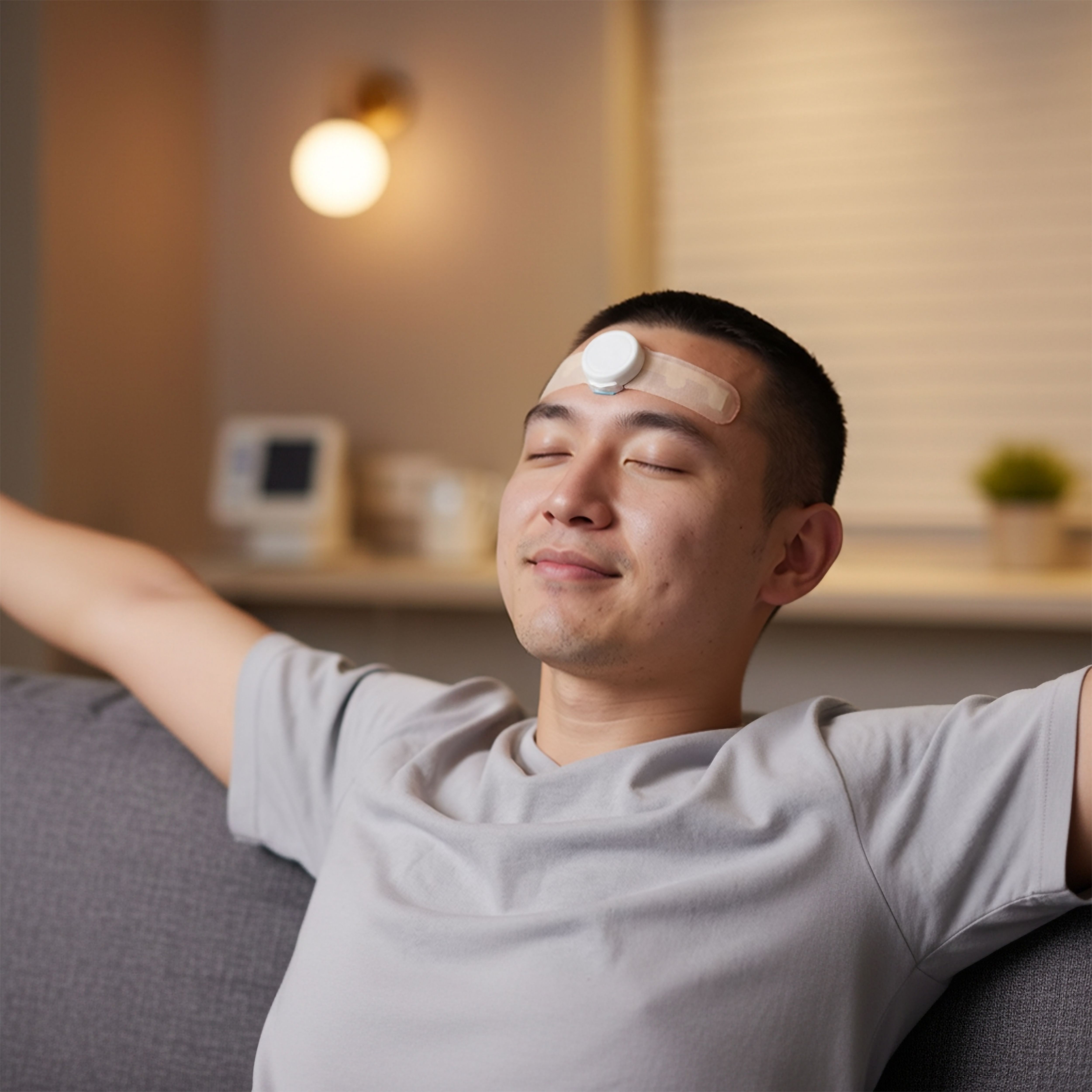 Person wearing JawSense ONE during the day